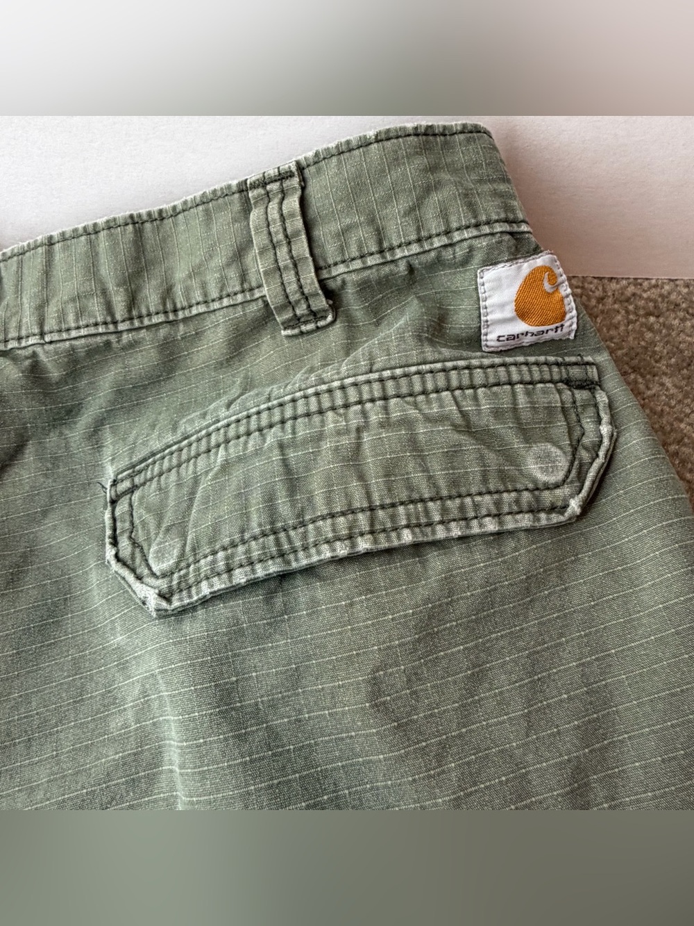 Carhartt Shorts Mens 36 Green Relaxed Fit Ripstop Utility Work